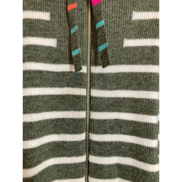 Renuar Sweater Womens Large Full Zip Front Olive Green Striped Collared Stretch - Picture 5 of 13